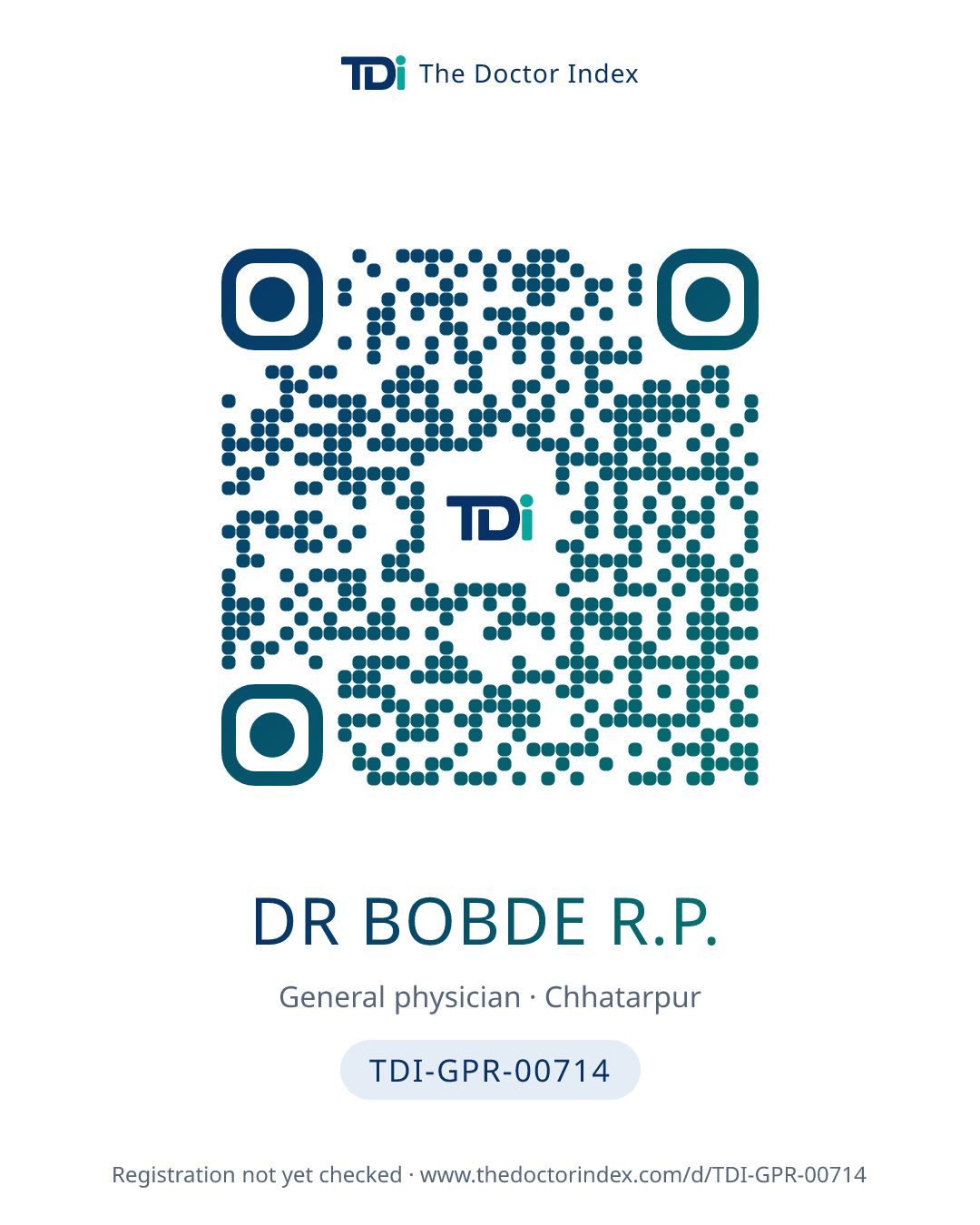 QR card for Dr Bobde R.P., TDI-GPR-00714