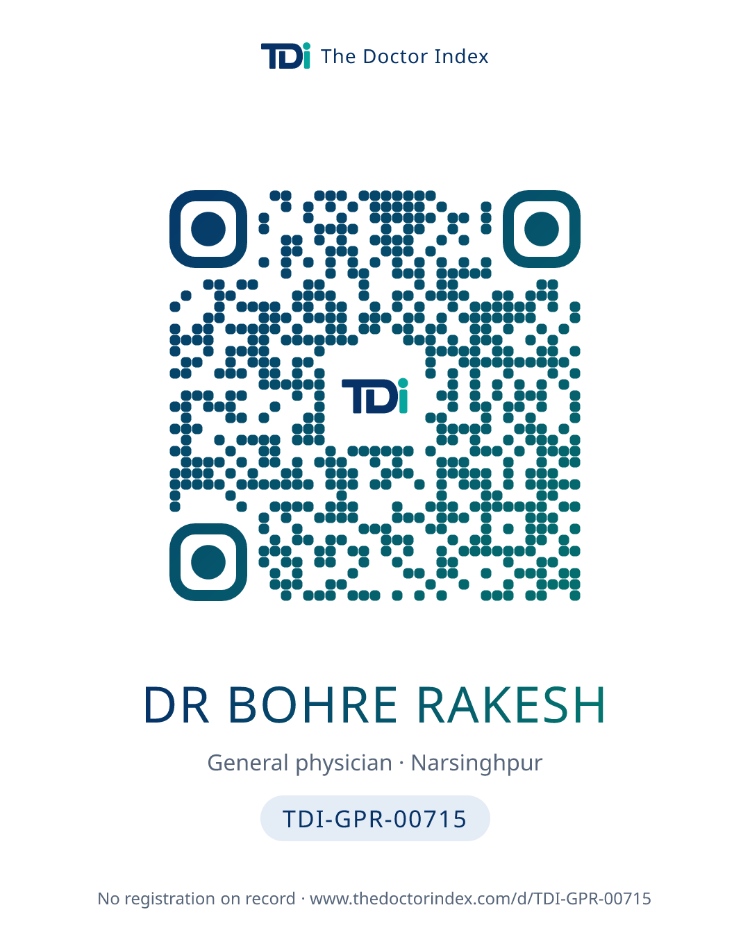QR card for Dr Bohre Rakesh, TDI-GPR-00715