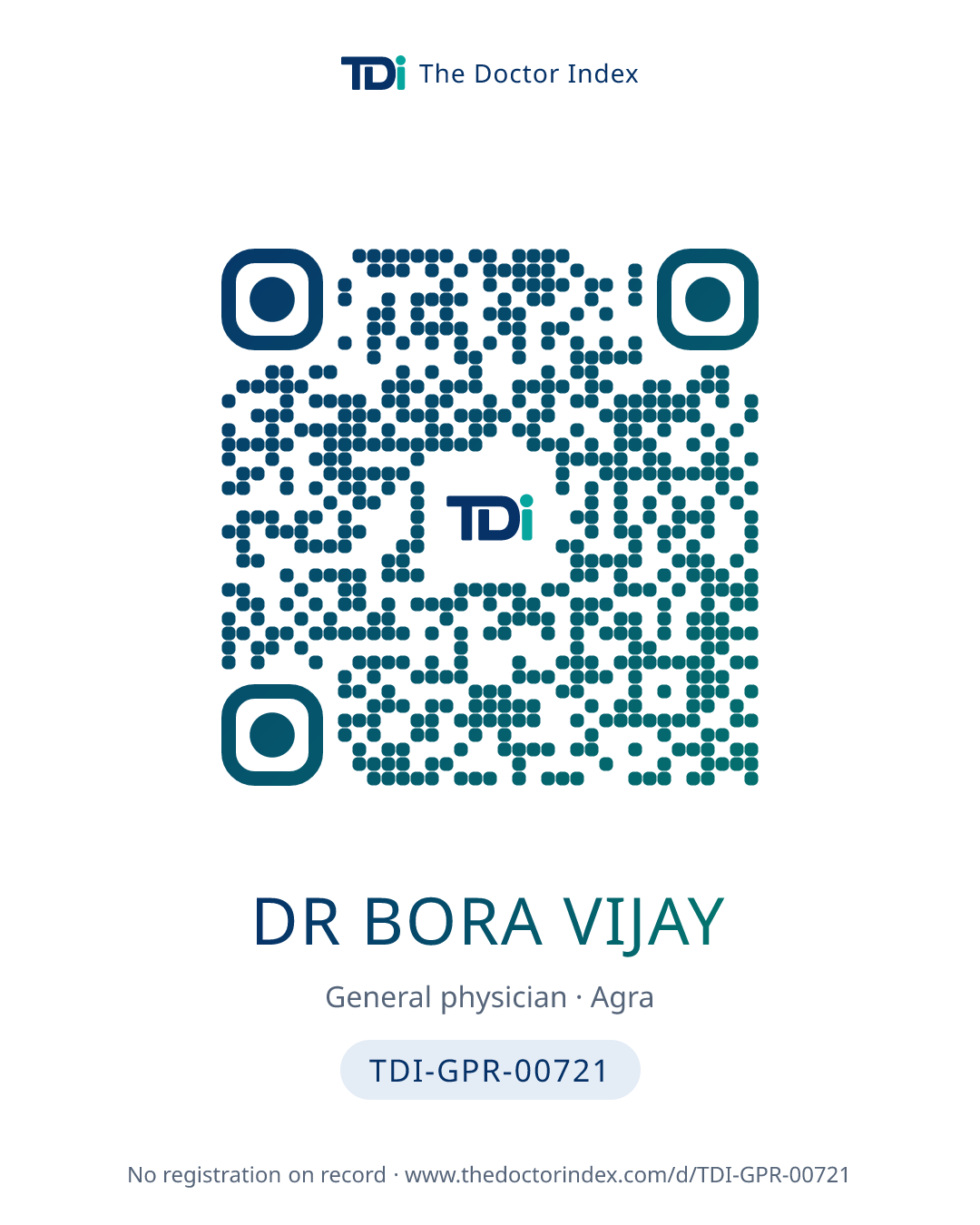 QR card for Dr Bora Vijay, TDI-GPR-00721