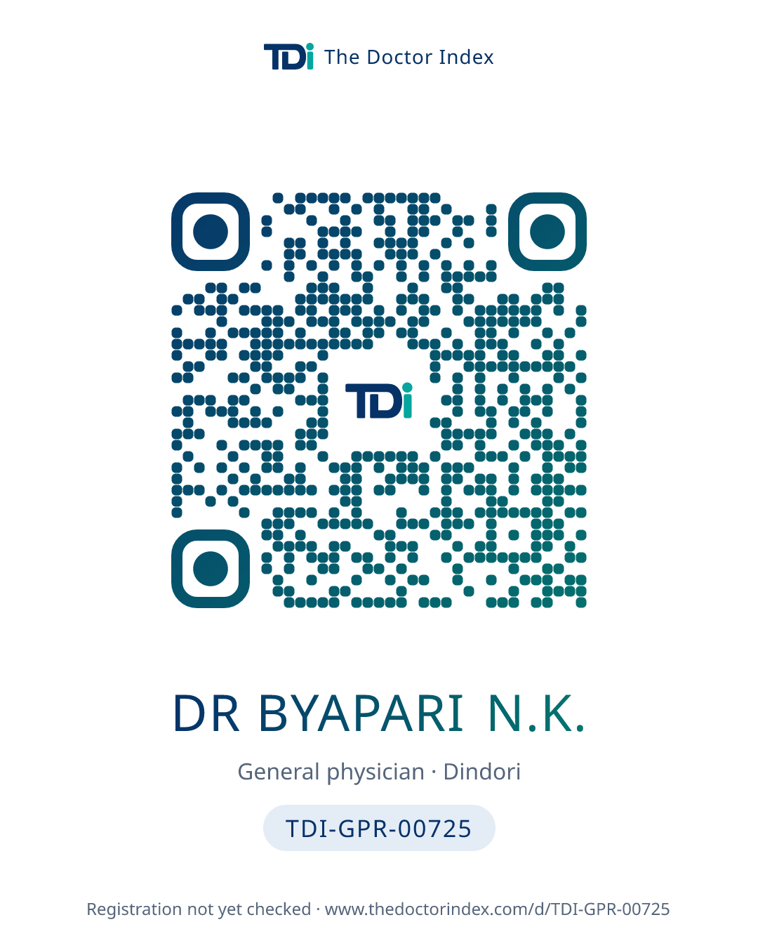 QR card for Dr Byapari N.K., TDI-GPR-00725