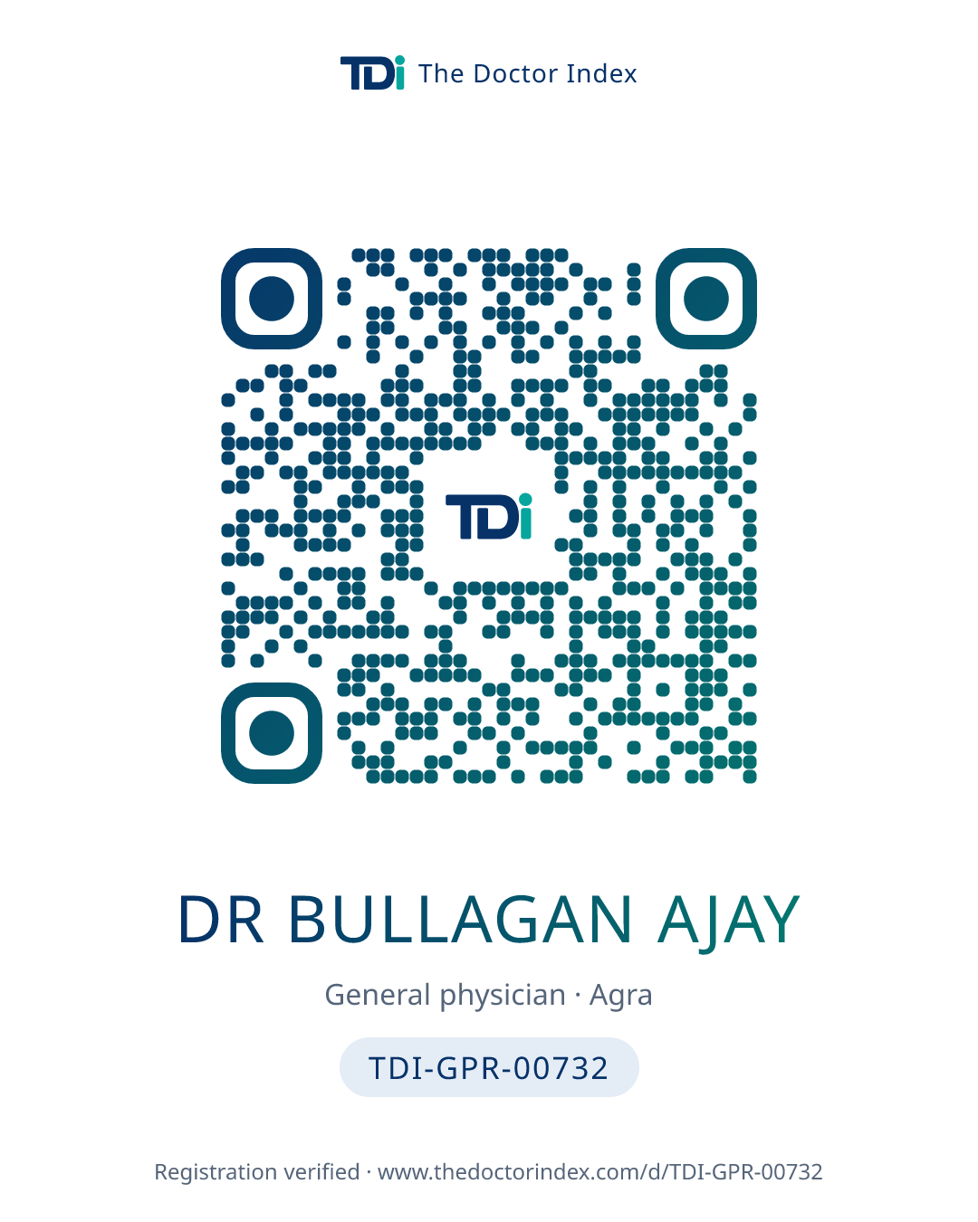 QR card for Dr Bullagan Ajay, TDI-GPR-00732