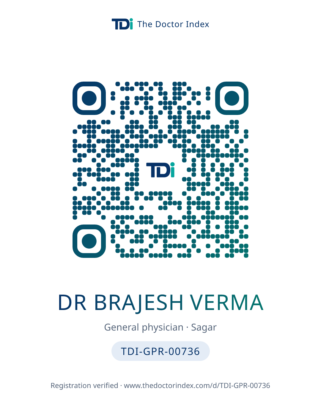 QR card for Dr Brajesh Verma, TDI-GPR-00736