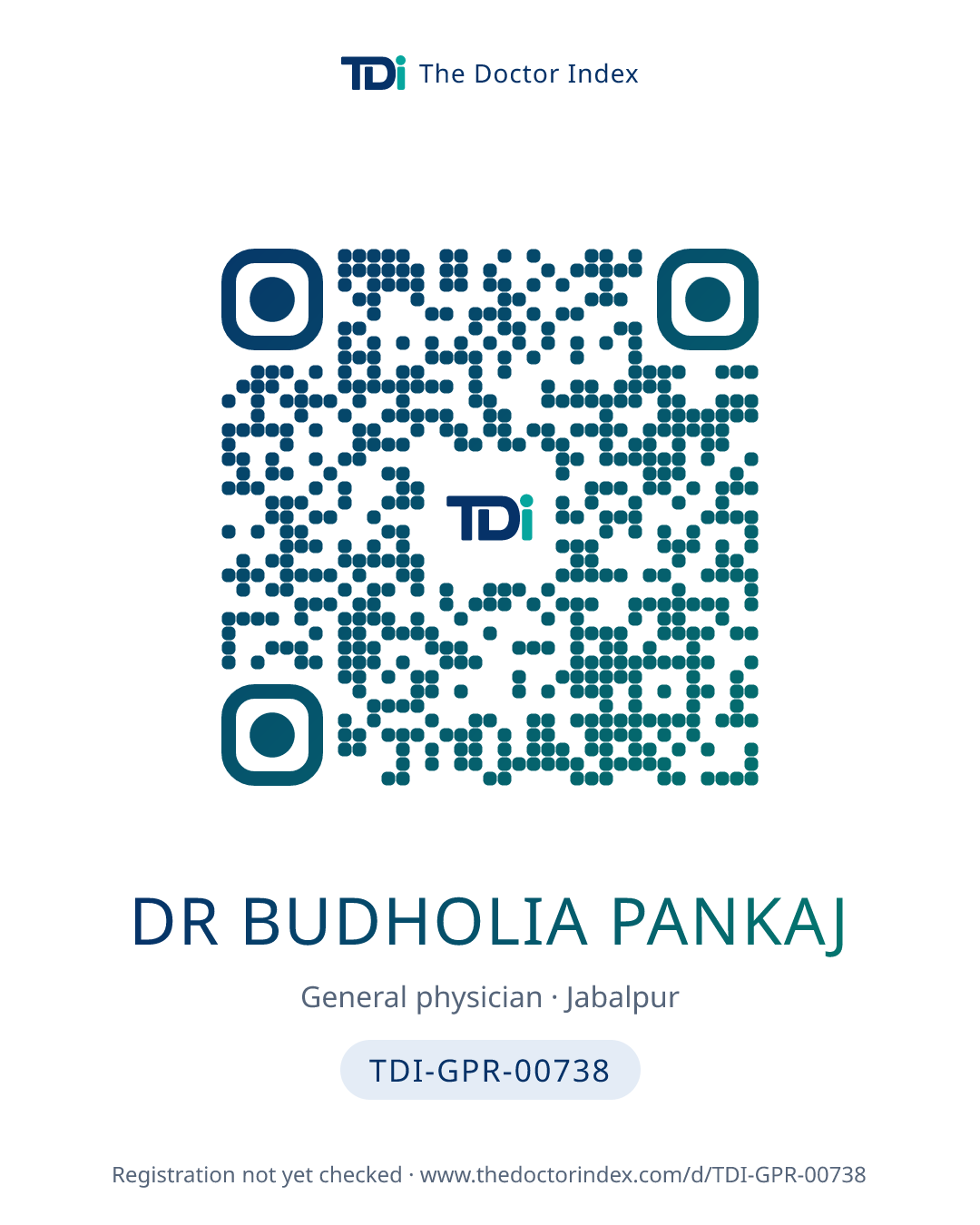 QR card for Dr Budholia Pankaj, TDI-GPR-00738