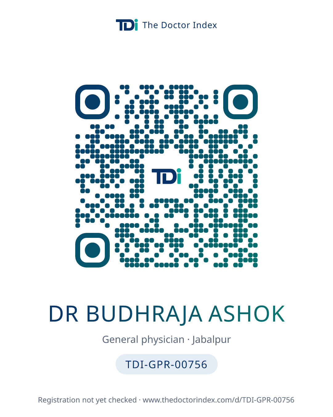 QR card for Dr Budhraja Ashok, TDI-GPR-00756