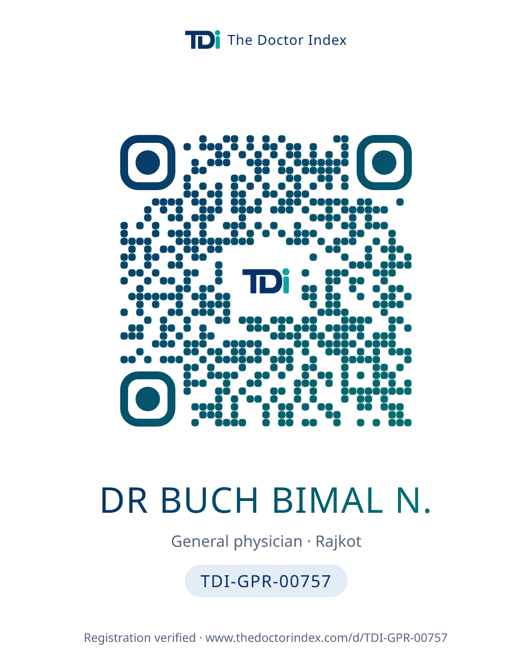 QR card for Dr Buch Bimal N., TDI-GPR-00757