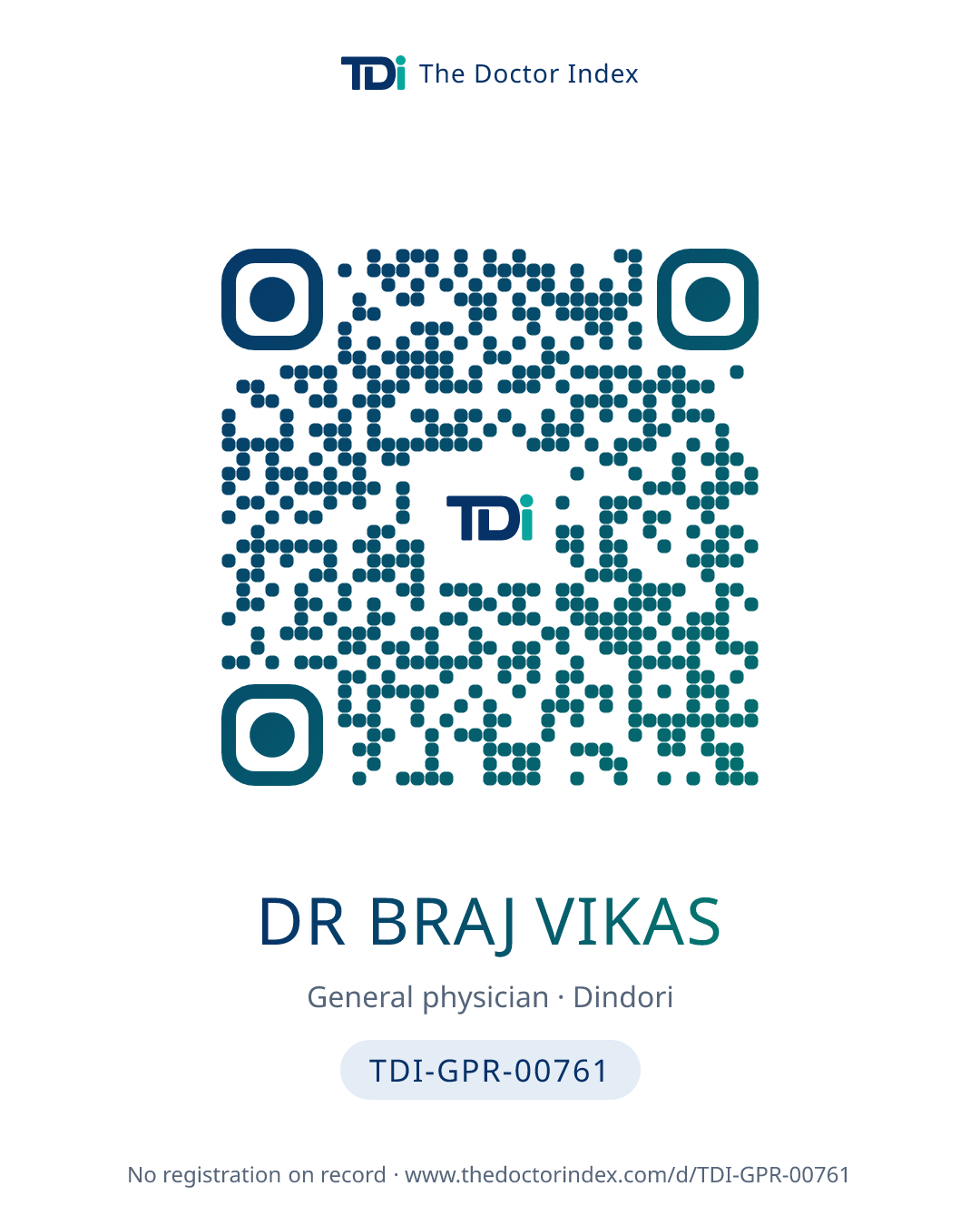 QR card for Dr Braj Vikas, TDI-GPR-00761