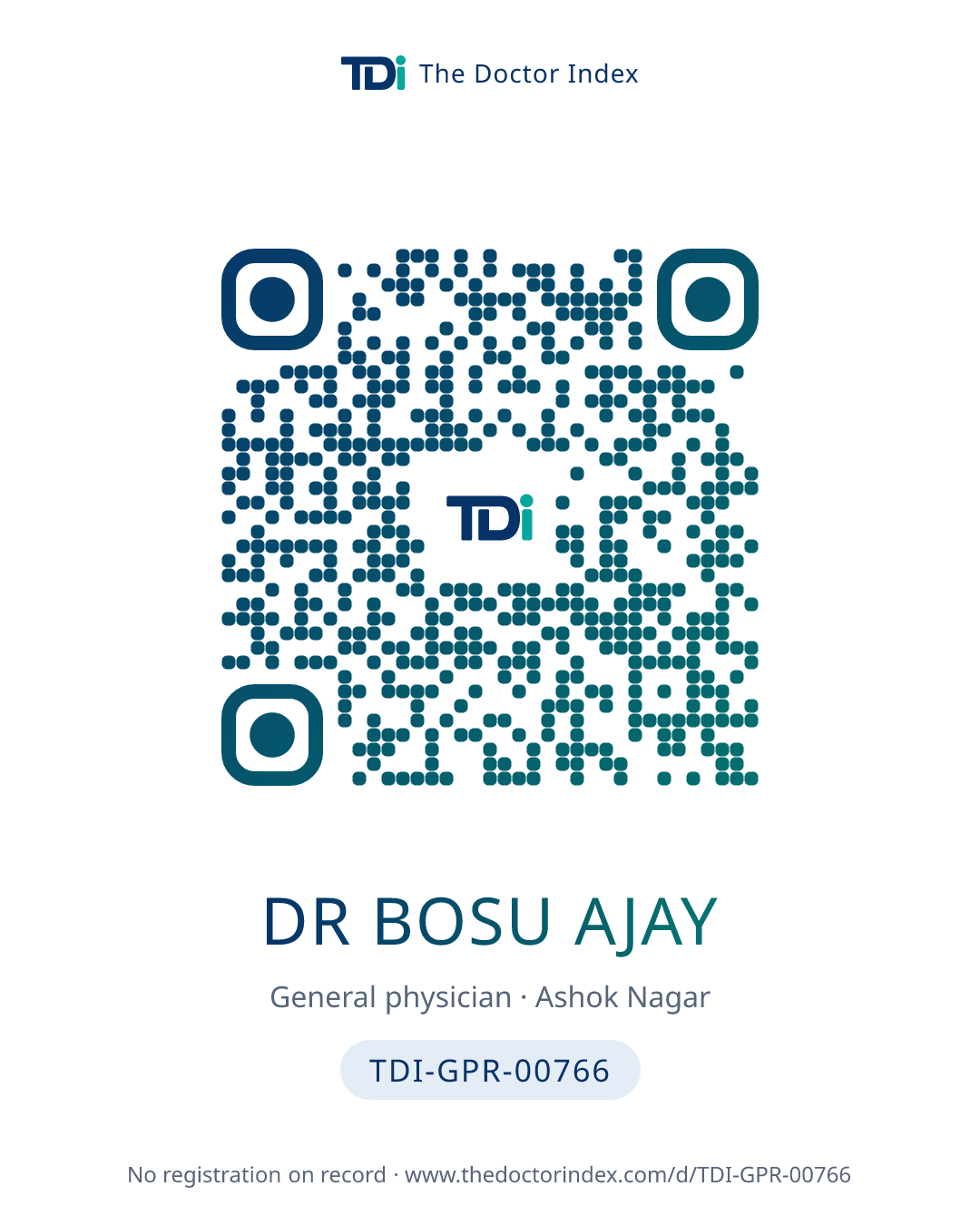 QR card for Dr Bosu Ajay, TDI-GPR-00766