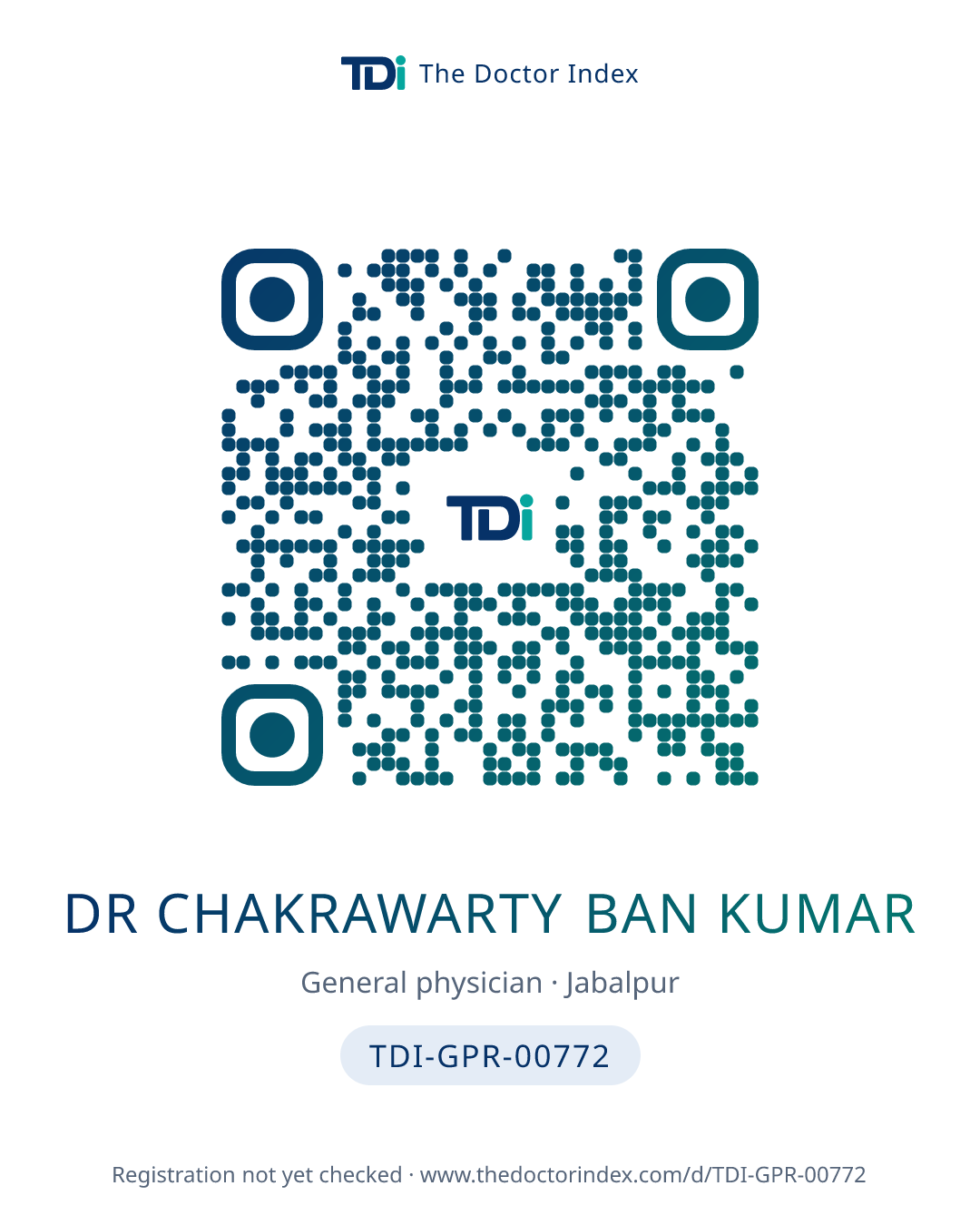 QR card for Dr Chakrawarty Ban Kumar, TDI-GPR-00772