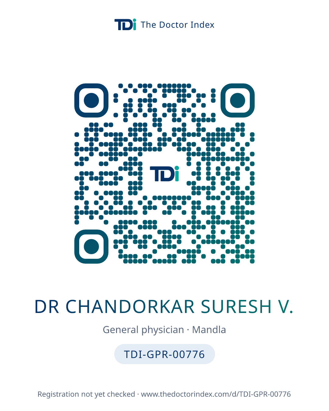 QR card for Dr Chandorkar Suresh V., TDI-GPR-00776