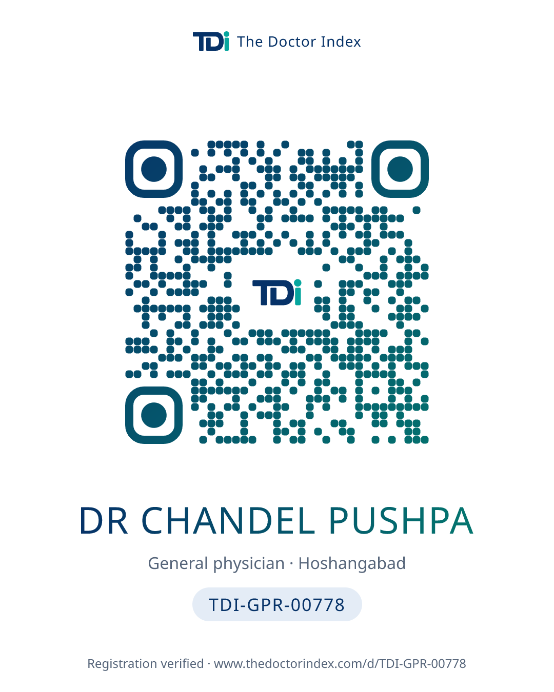QR card for Dr Chandel Pushpa, TDI-GPR-00778