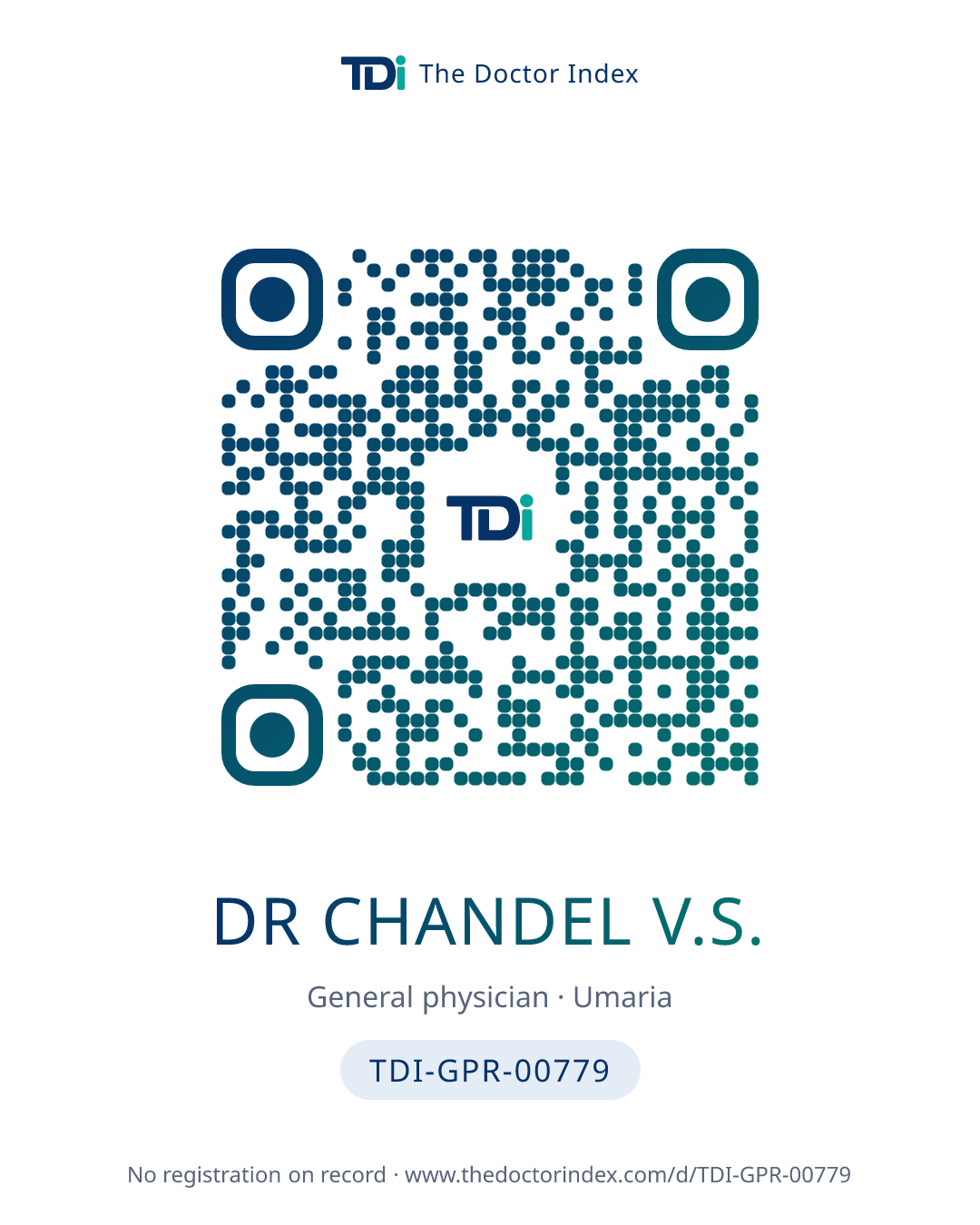 QR card for Dr Chandel V.S., TDI-GPR-00779