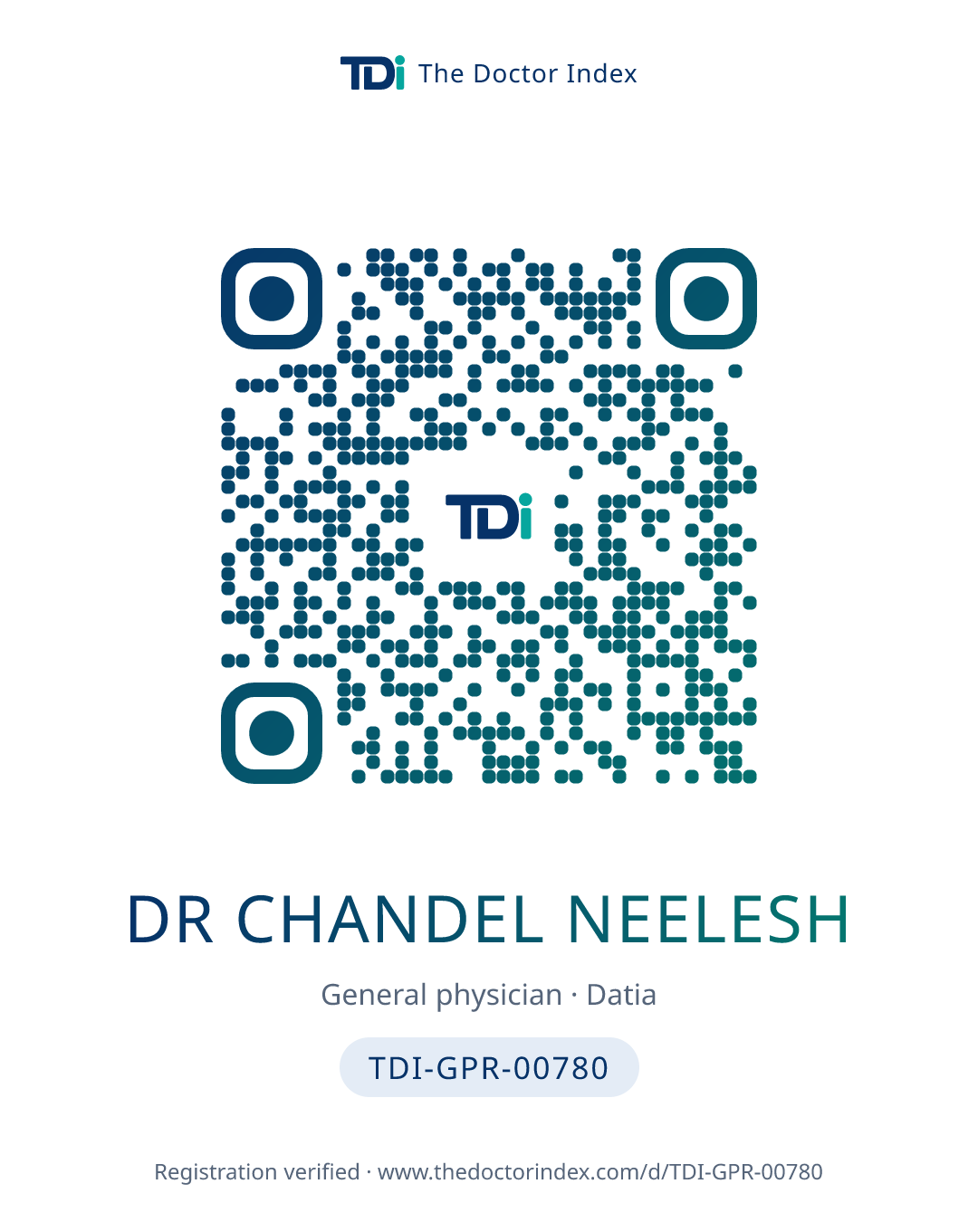 QR card for Dr Chandel Neelesh, TDI-GPR-00780