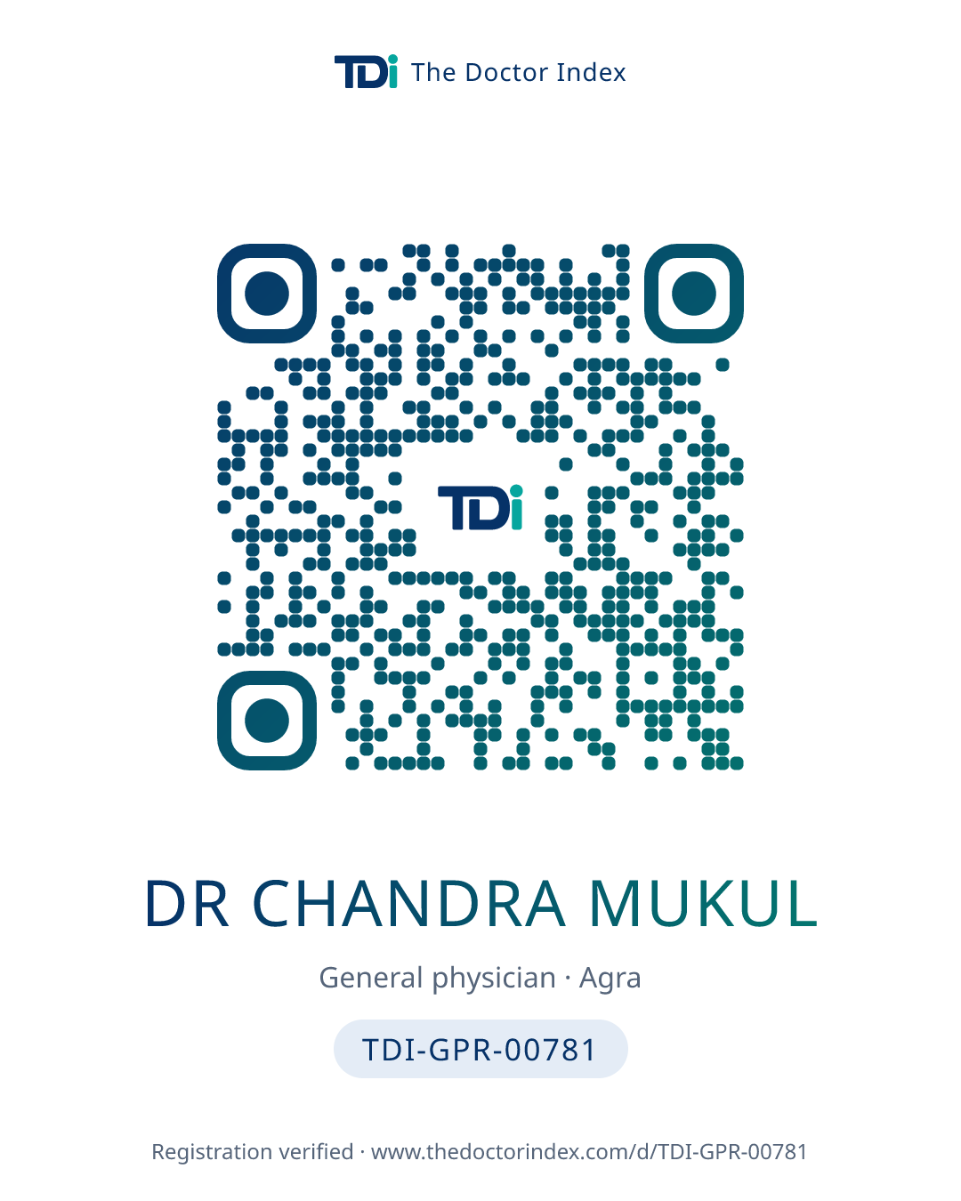QR card for Dr Chandra Mukul, TDI-GPR-00781