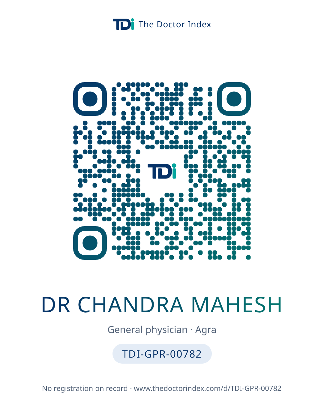 QR card for Dr Chandra Mahesh, TDI-GPR-00782