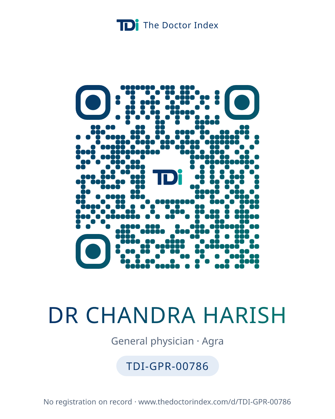 QR card for Dr Chandra Harish, TDI-GPR-00786