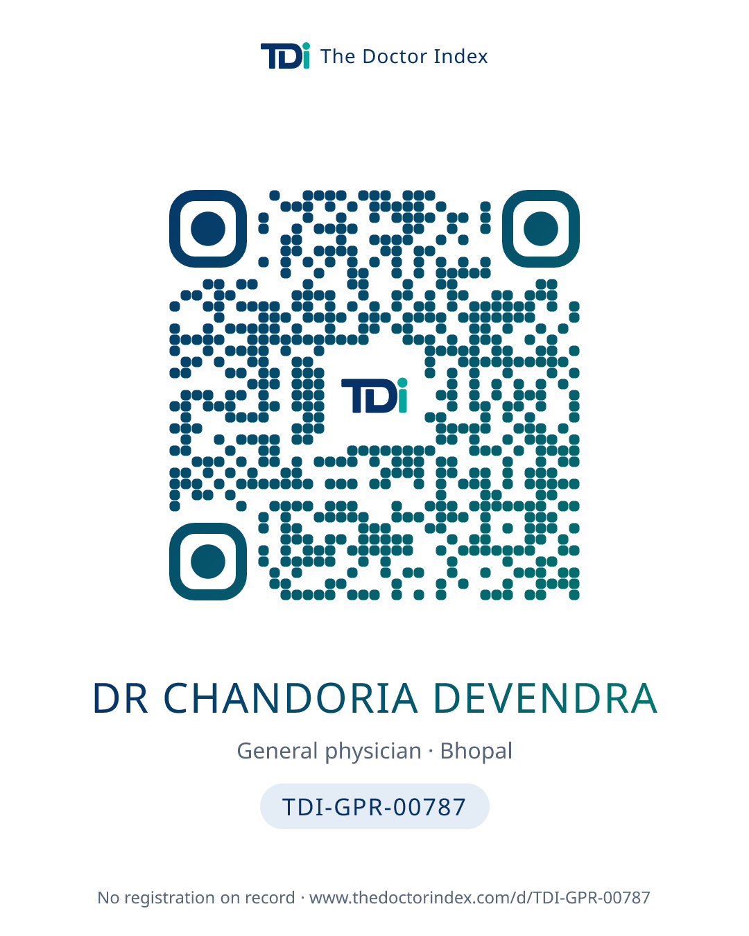 QR card for Dr Chandoria Devendra, TDI-GPR-00787