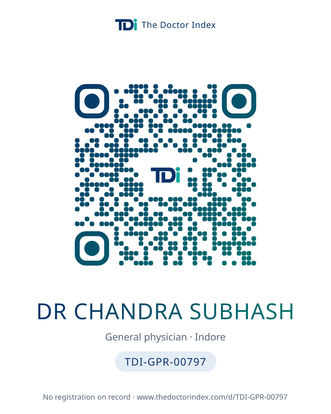 QR card for Dr Chandra Subhash, TDI-GPR-00797