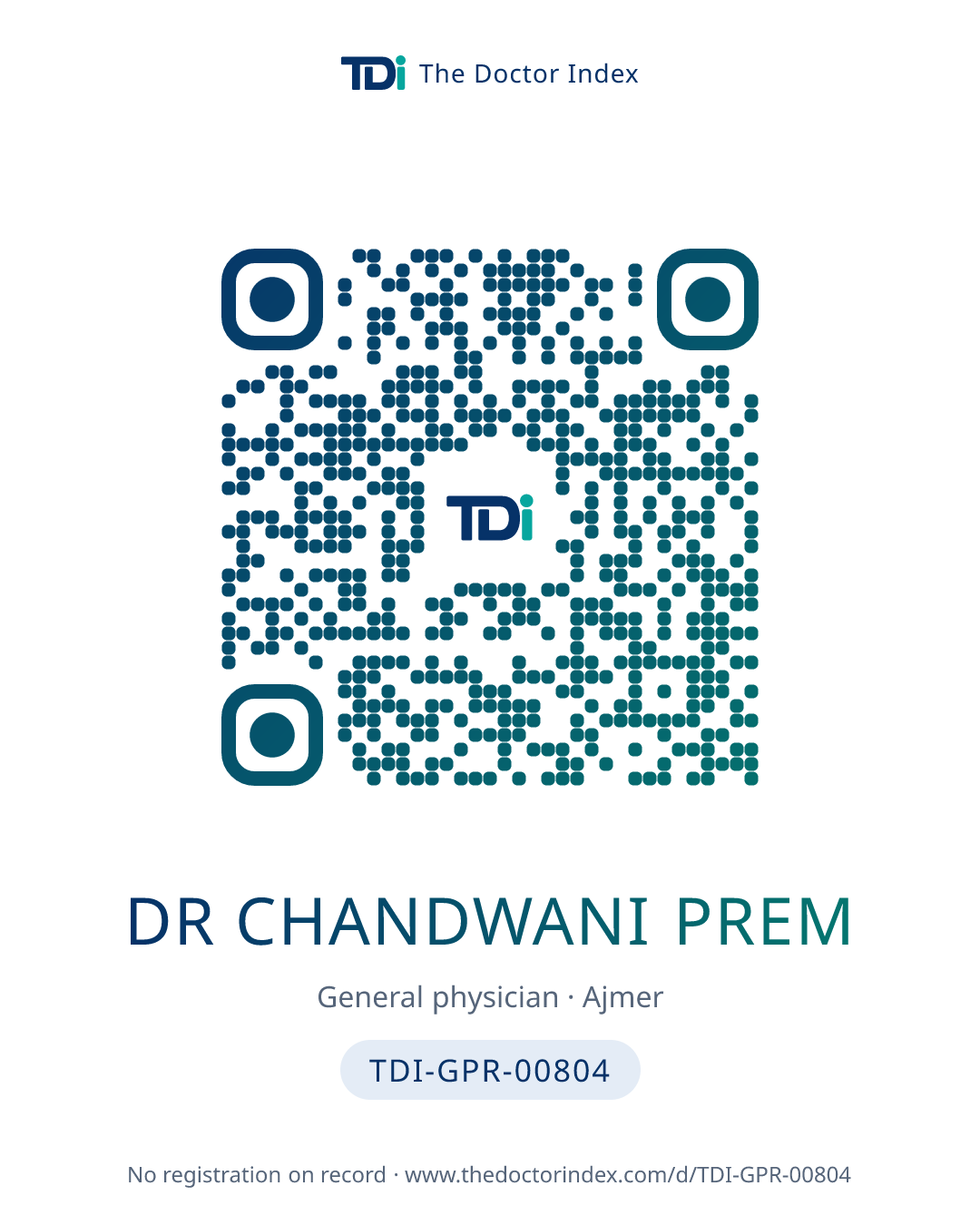 QR card for Dr Chandwani Prem, TDI-GPR-00804