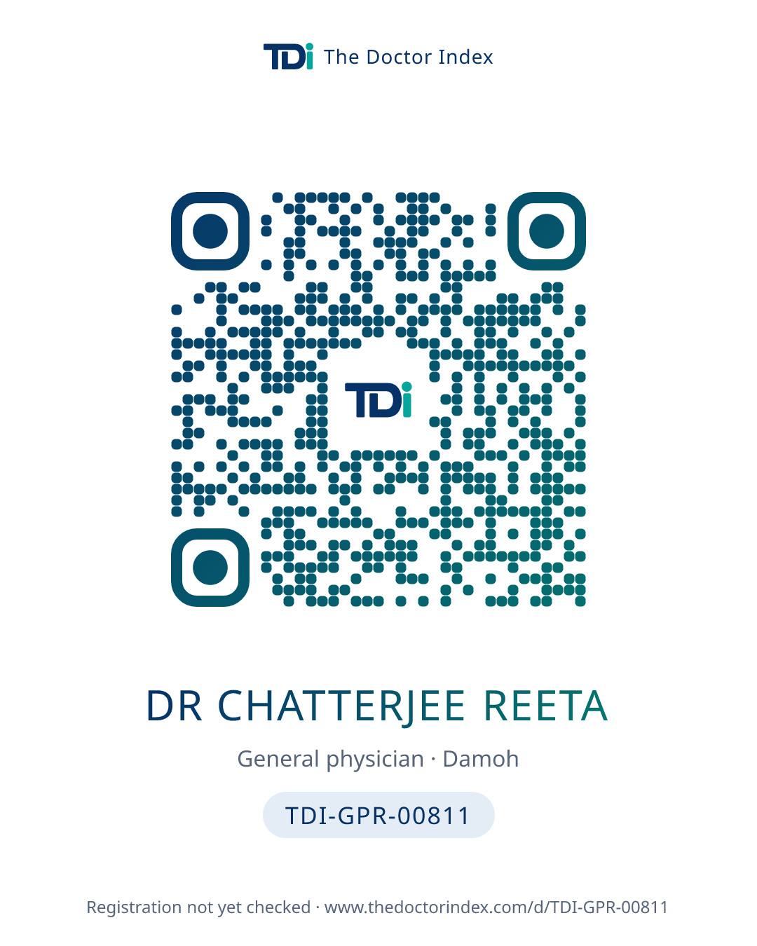 QR card for Dr Chatterjee Reeta, TDI-GPR-00811
