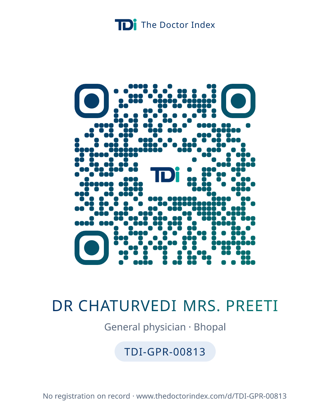 QR card for Dr Chaturvedi Mrs. Preeti, TDI-GPR-00813
