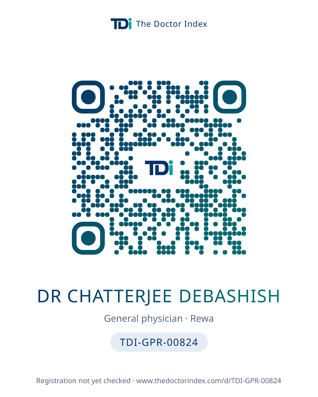 QR card for Dr Chatterjee Debashish, TDI-GPR-00824