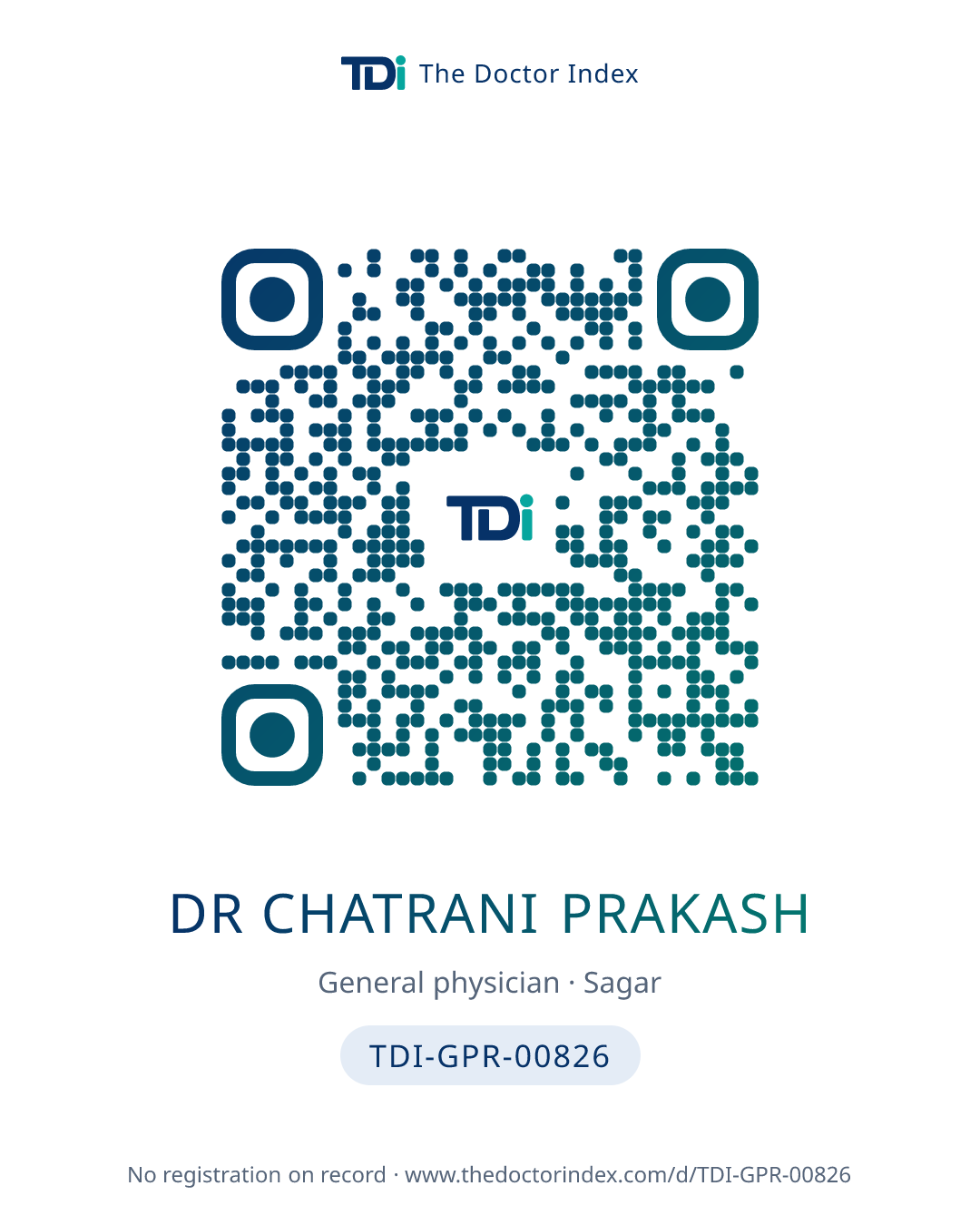 QR card for Dr Chatrani Prakash, TDI-GPR-00826