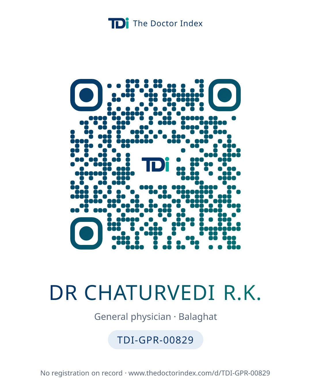 QR card for Dr Chaturvedi R.K., TDI-GPR-00829