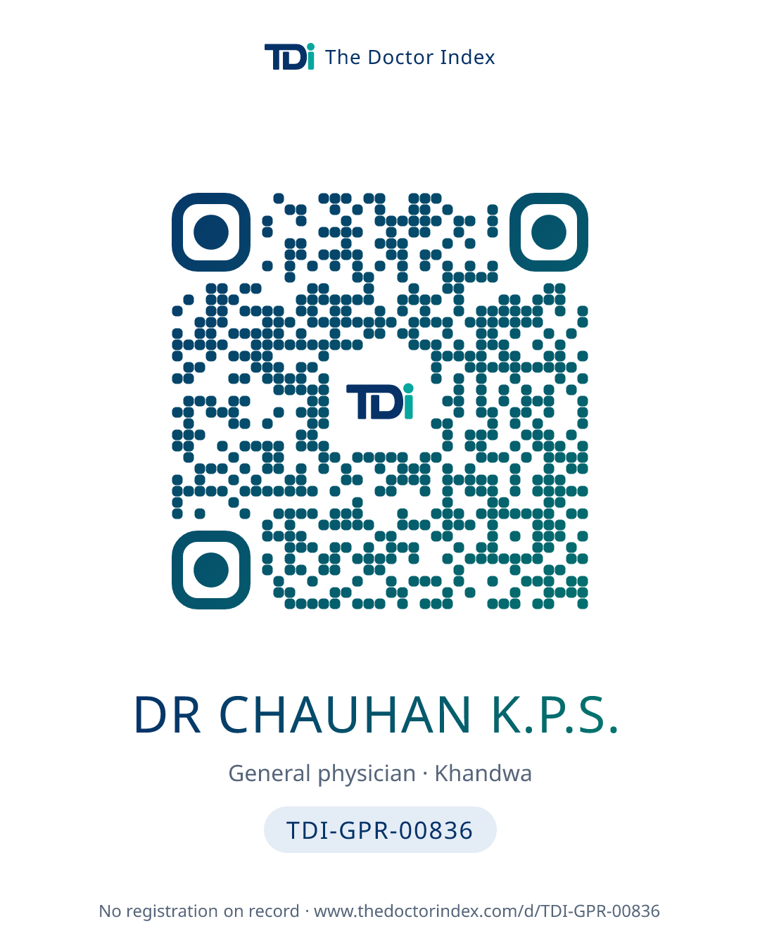 QR card for Dr Chauhan K.P.S., TDI-GPR-00836