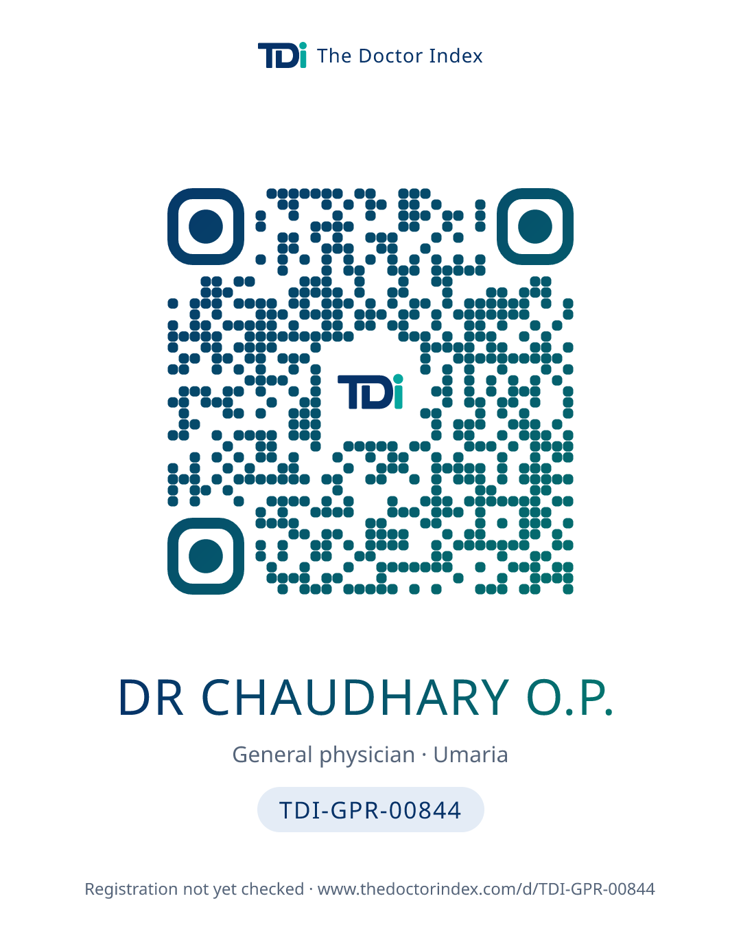 QR card for Dr Chaudhary O.P., TDI-GPR-00844