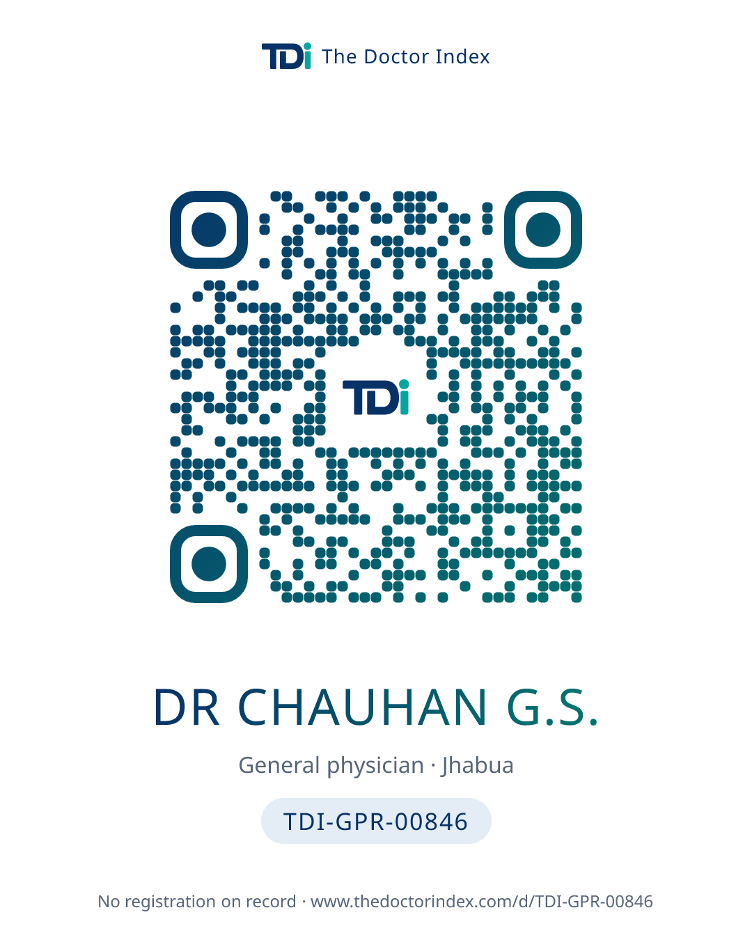 QR card for Dr Chauhan G.S., TDI-GPR-00846