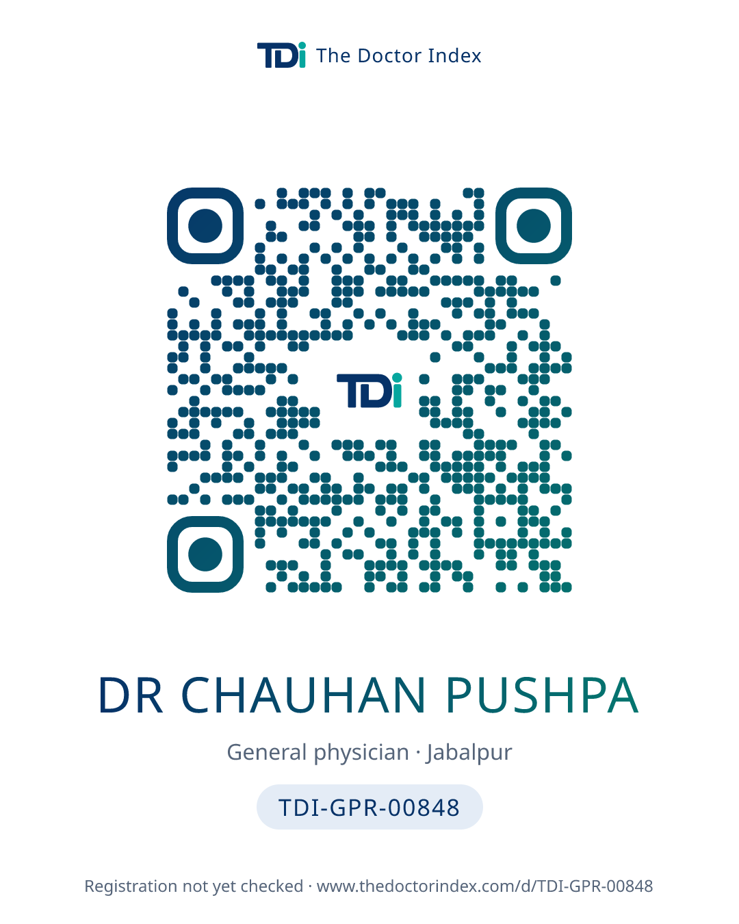 QR card for Dr Chauhan Pushpa, TDI-GPR-00848
