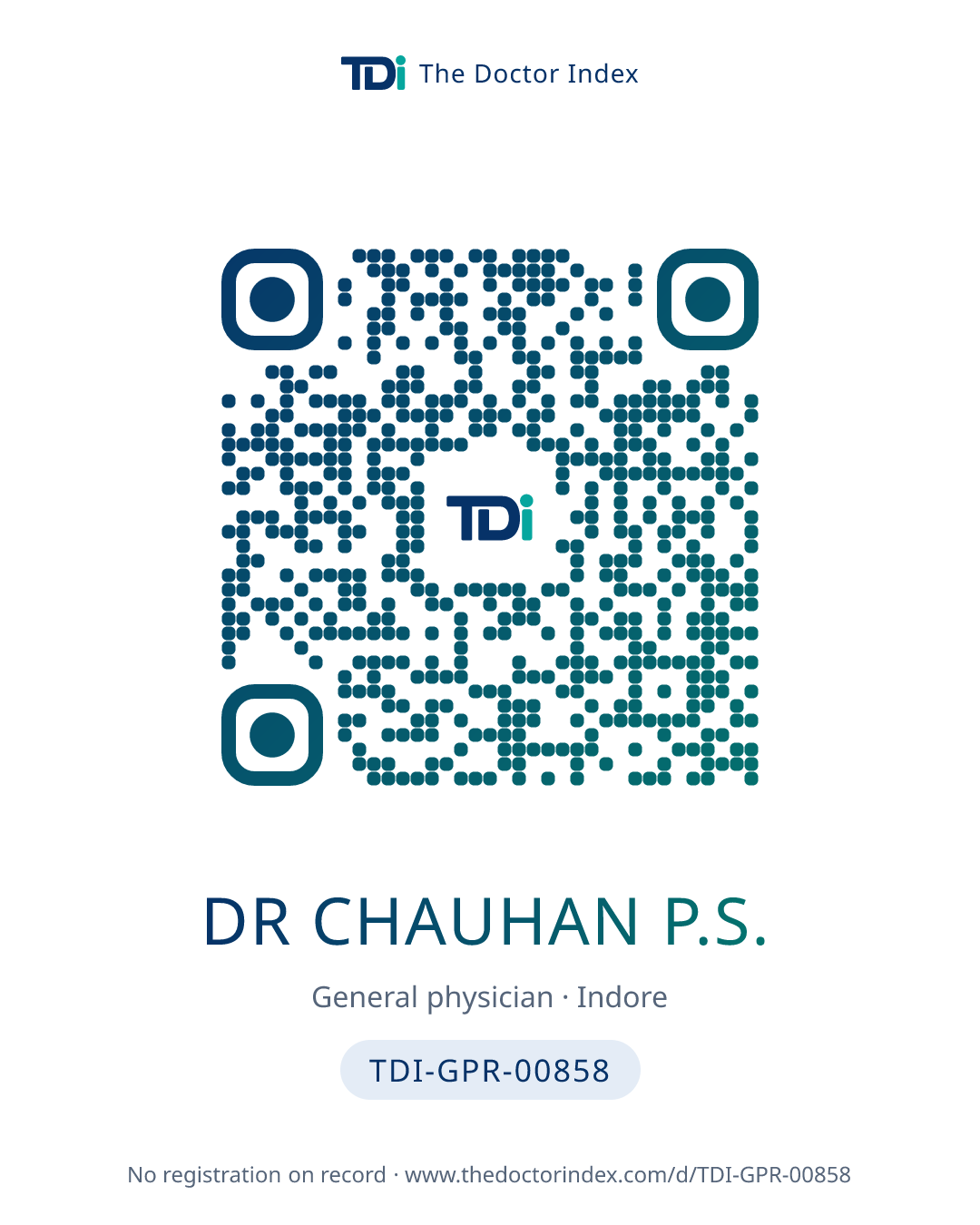 QR card for Dr Chauhan P.S., TDI-GPR-00858