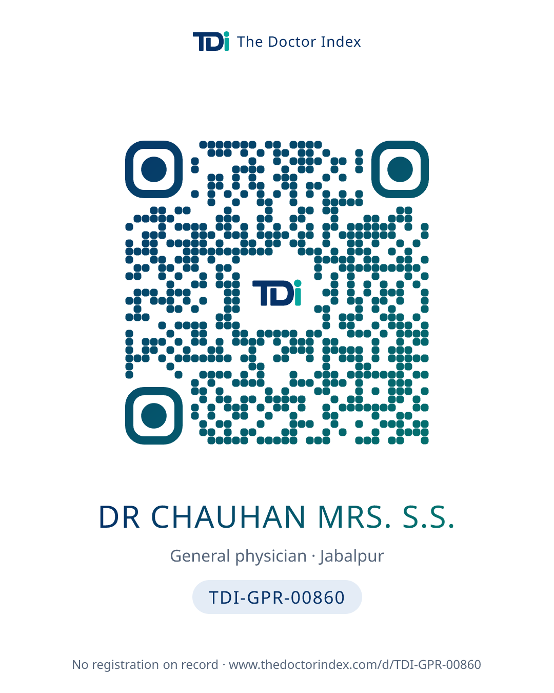 QR card for Dr Chauhan Mrs. S.S., TDI-GPR-00860