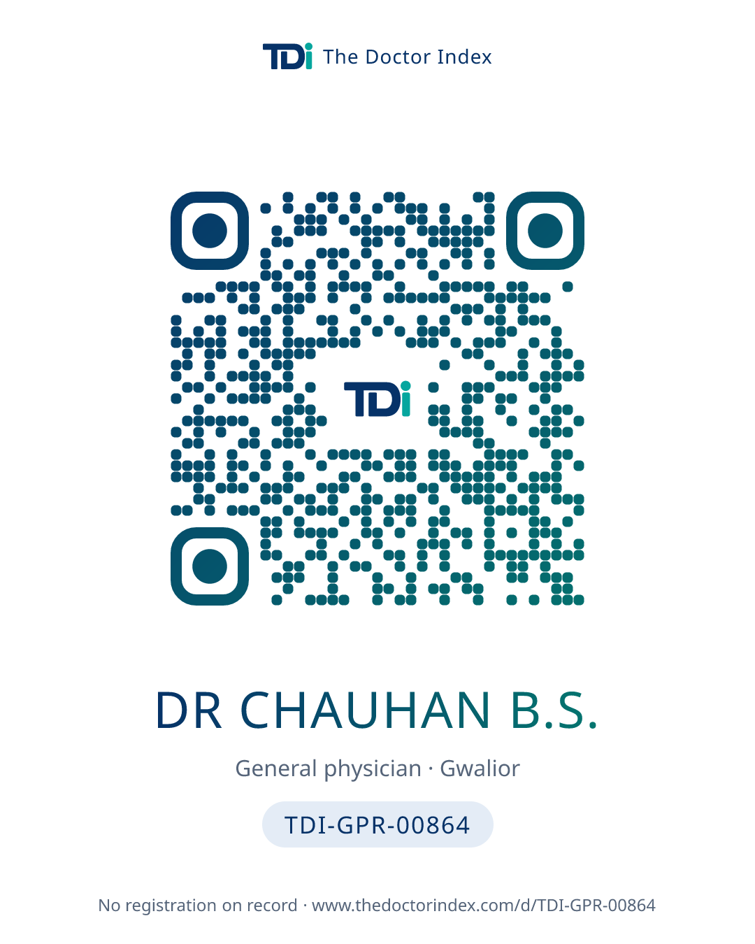 QR card for Dr Chauhan B.S., TDI-GPR-00864