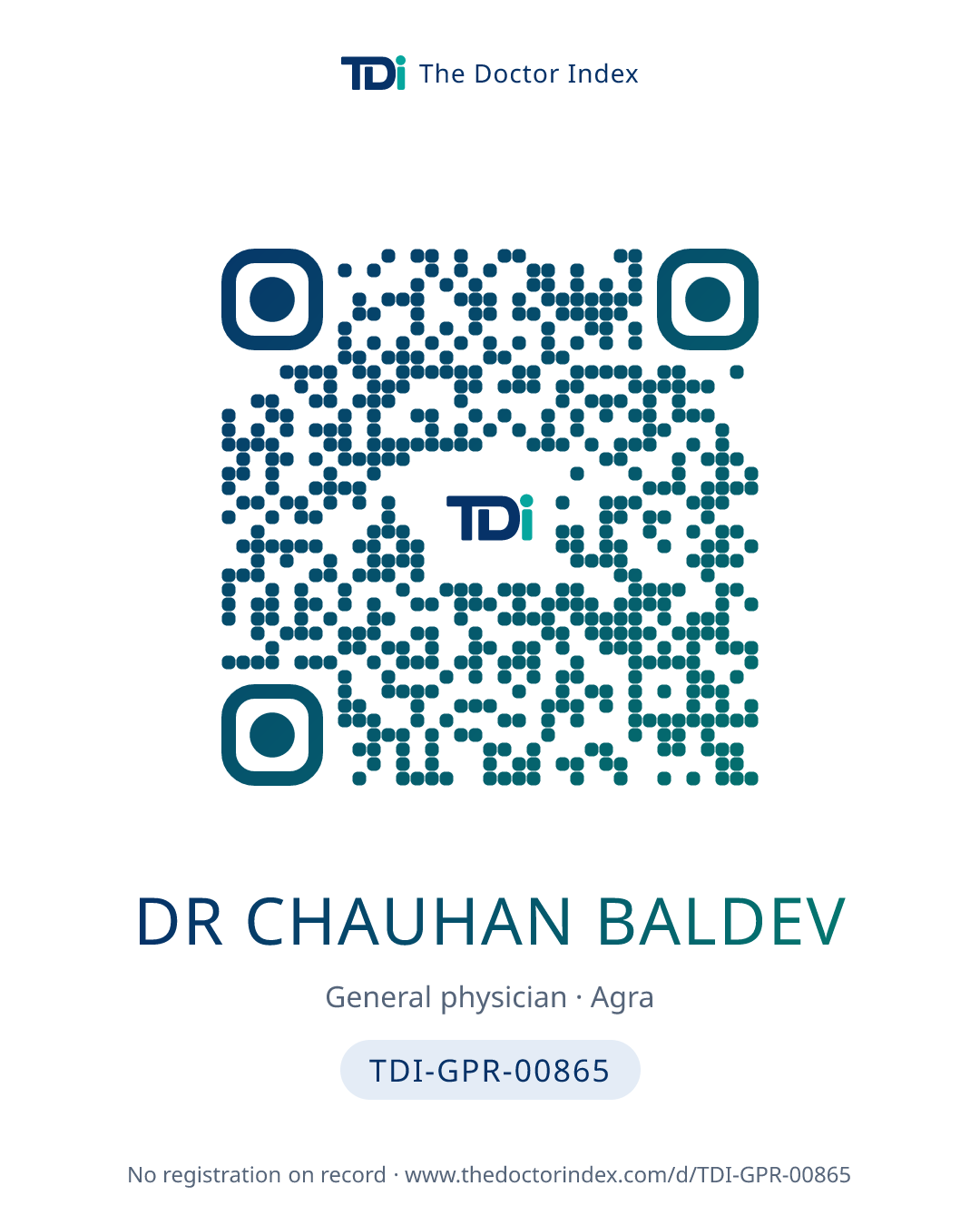QR card for Dr Chauhan Baldev, TDI-GPR-00865