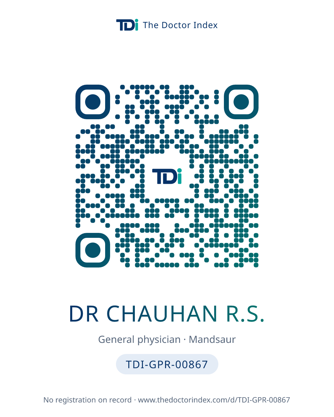 QR card for Dr Chauhan R.S., TDI-GPR-00867