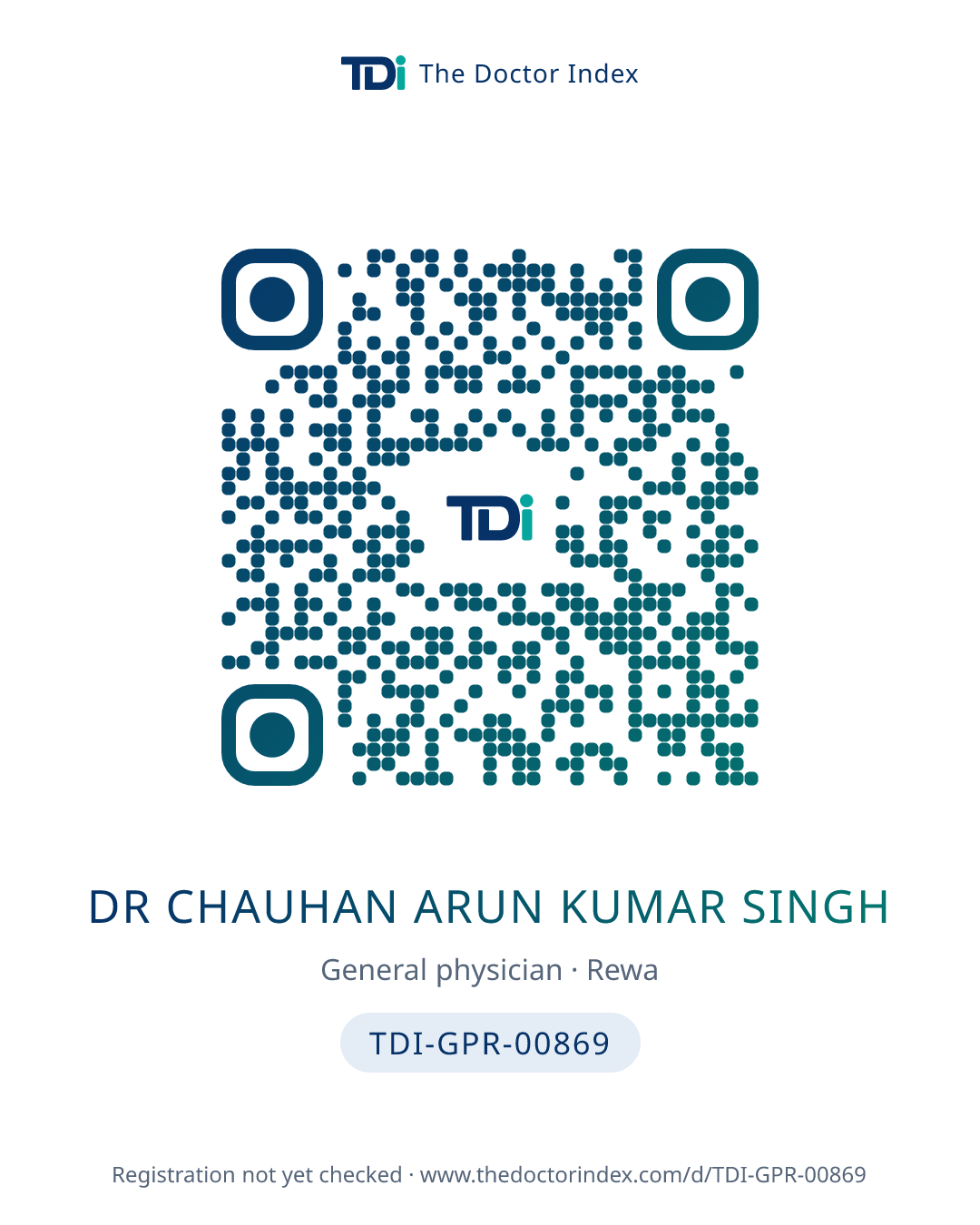 QR card for Dr Chauhan Arun Kumar Singh, TDI-GPR-00869
