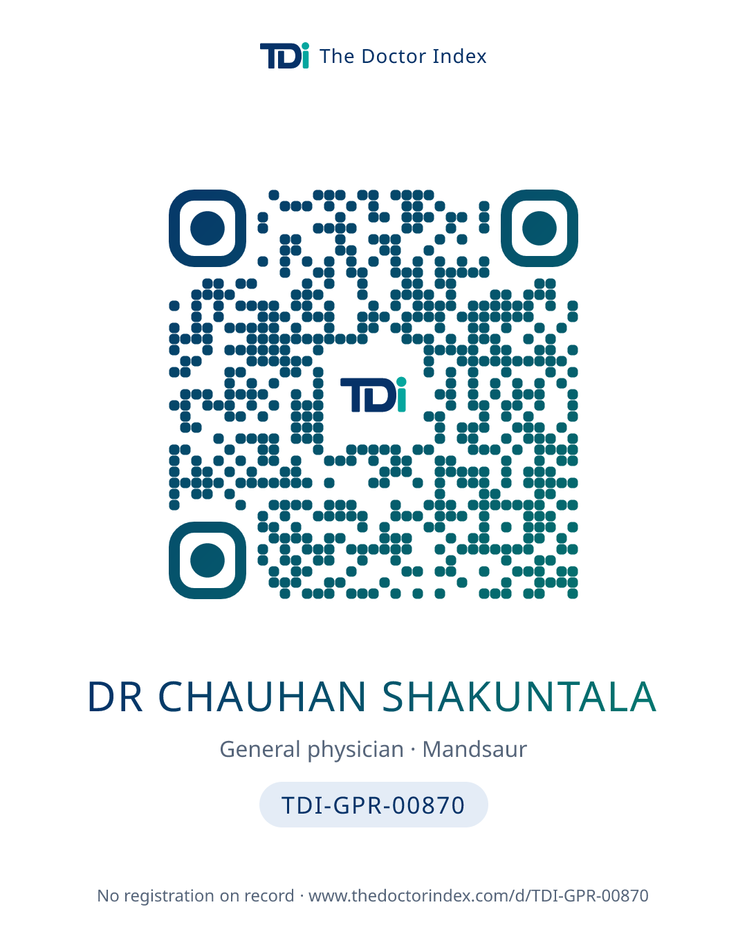 QR card for Dr Chauhan Shakuntala, TDI-GPR-00870