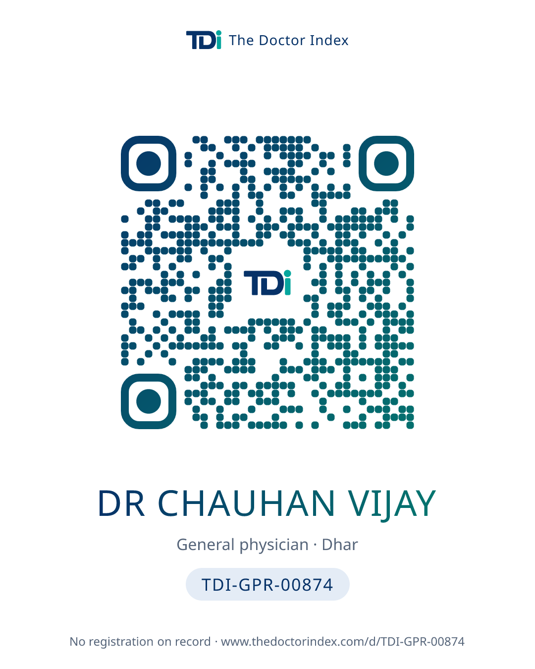QR card for Dr Chauhan Vijay, TDI-GPR-00874