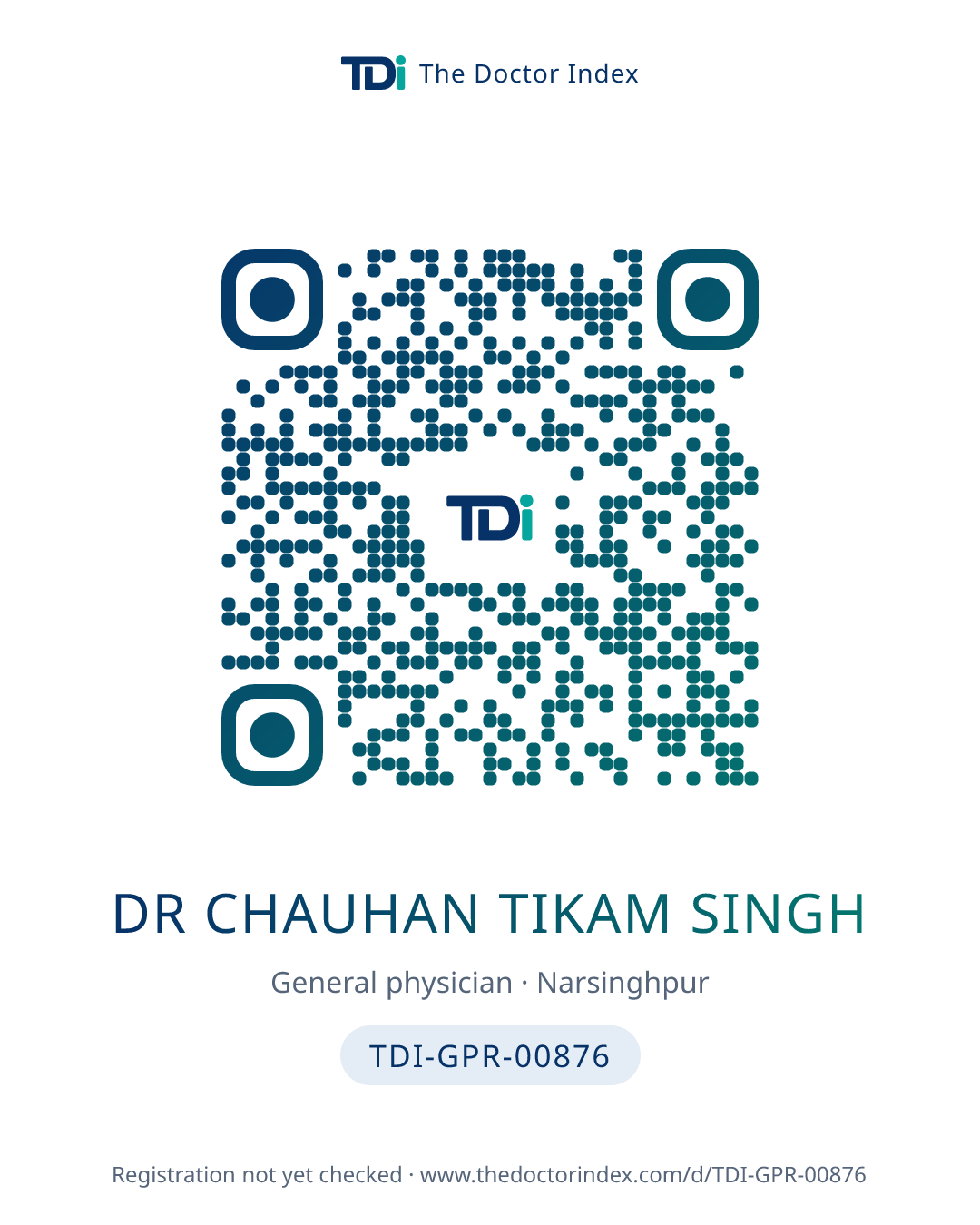 QR card for Dr Chauhan Tikam Singh, TDI-GPR-00876