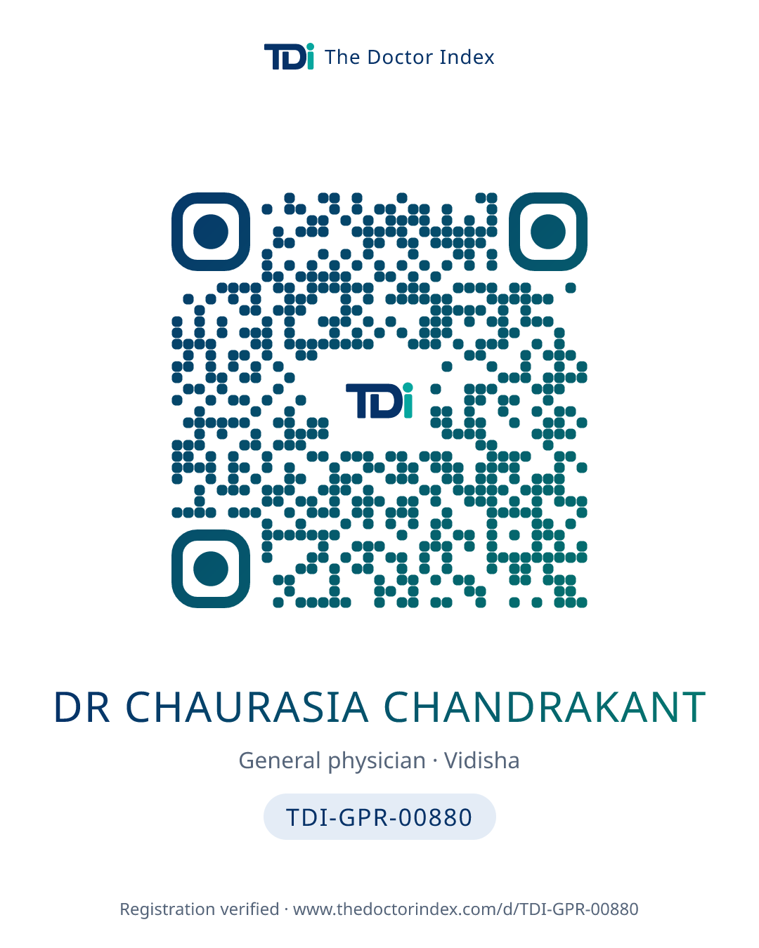 QR card for Dr Chaurasia Chandrakant, TDI-GPR-00880