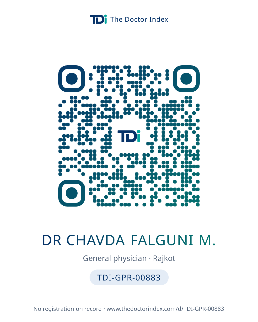 QR card for Dr Chavda Falguni M., TDI-GPR-00883