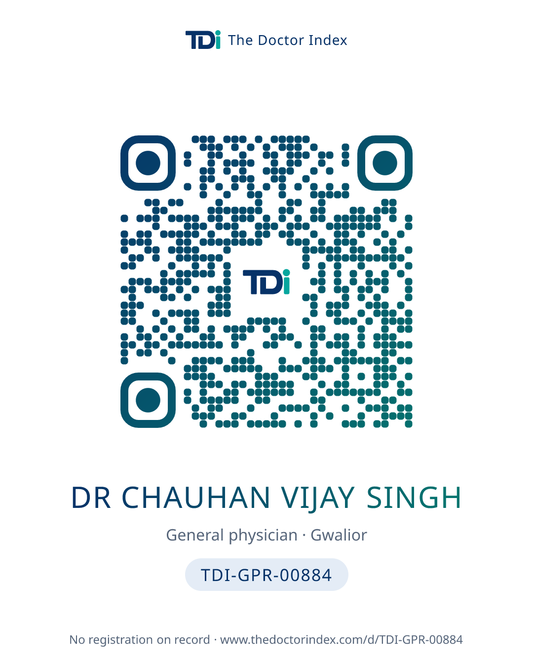 QR card for Dr Chauhan Vijay Singh, TDI-GPR-00884