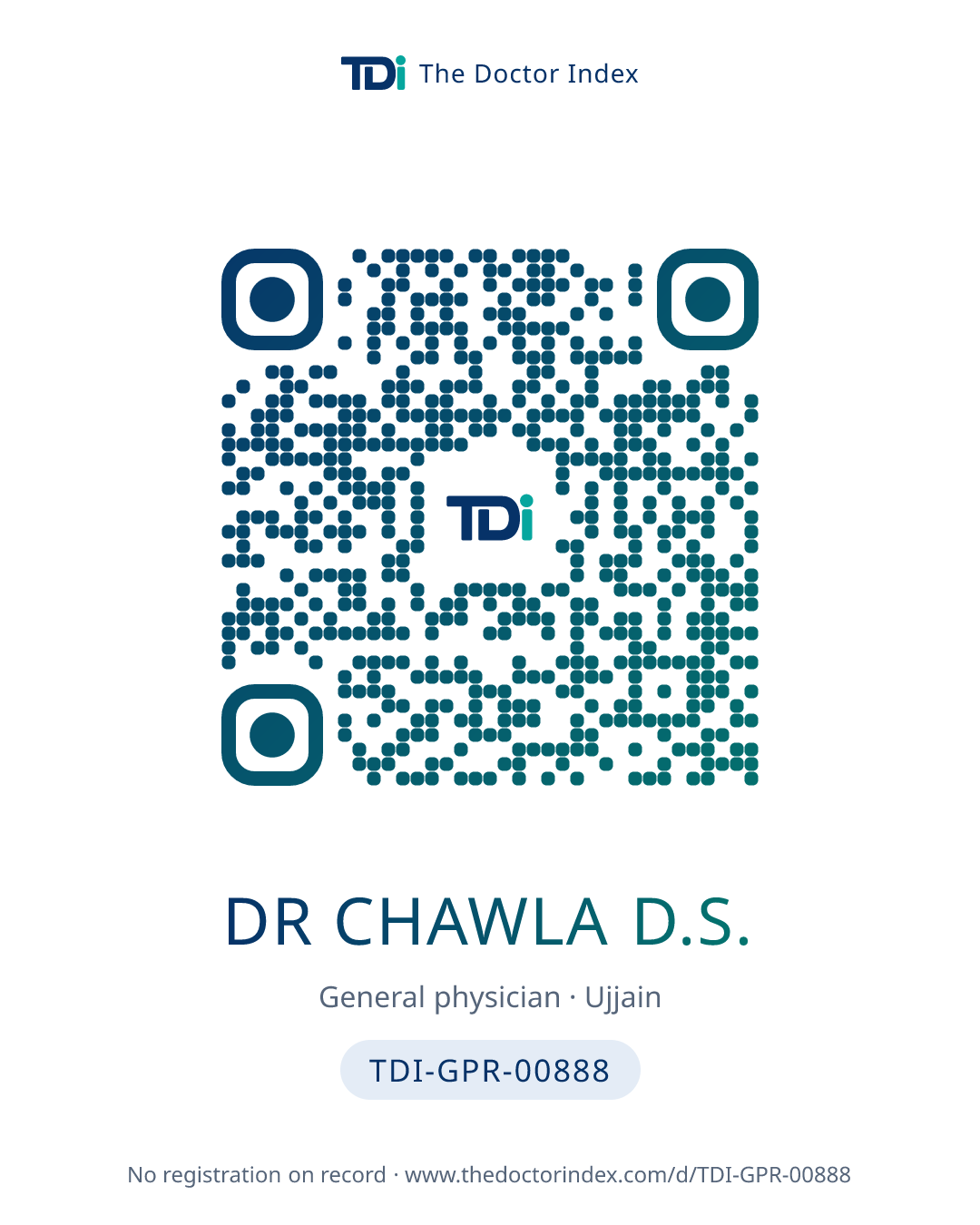 QR card for Dr Chawla D.S., TDI-GPR-00888