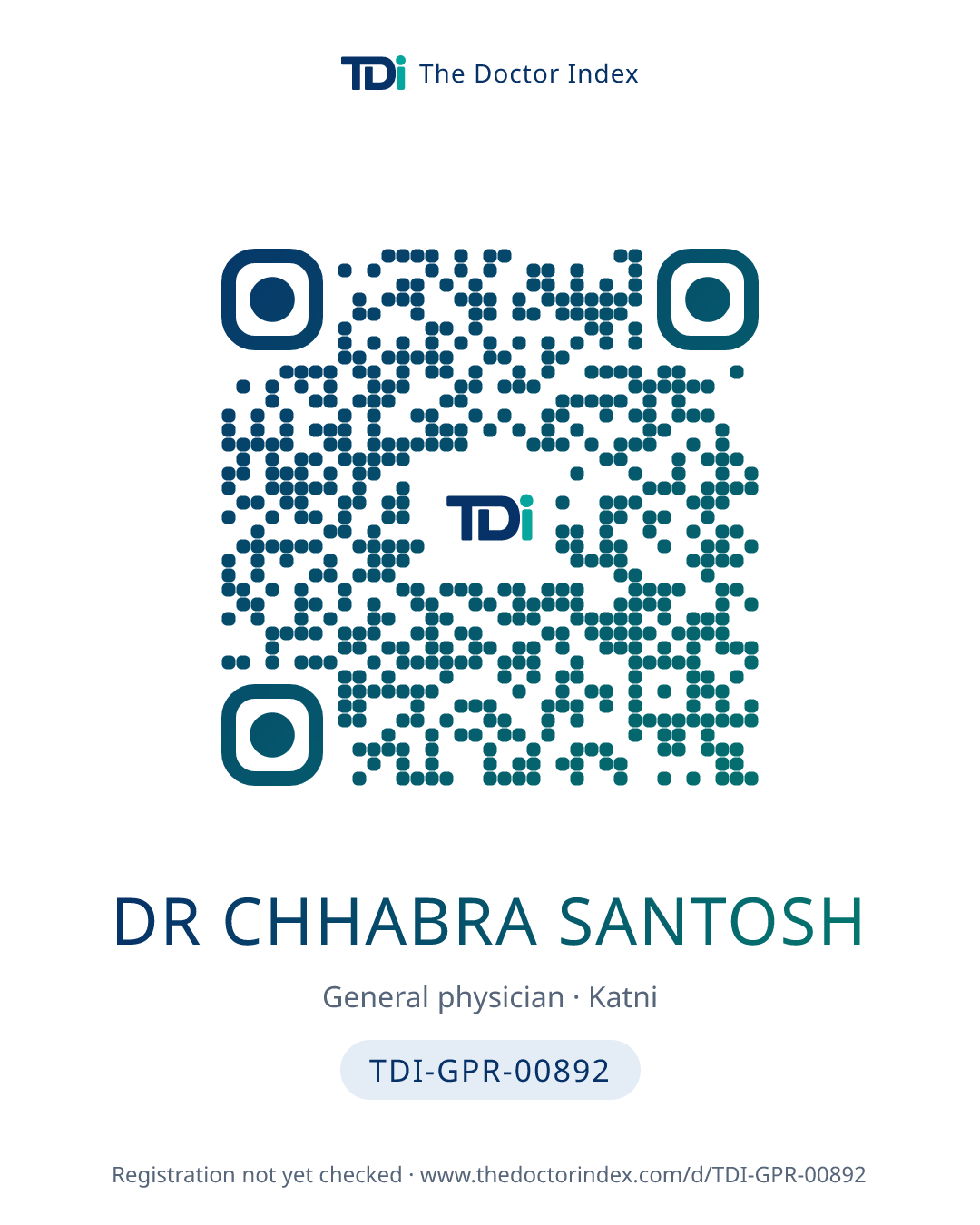 QR card for Dr Chhabra Santosh, TDI-GPR-00892