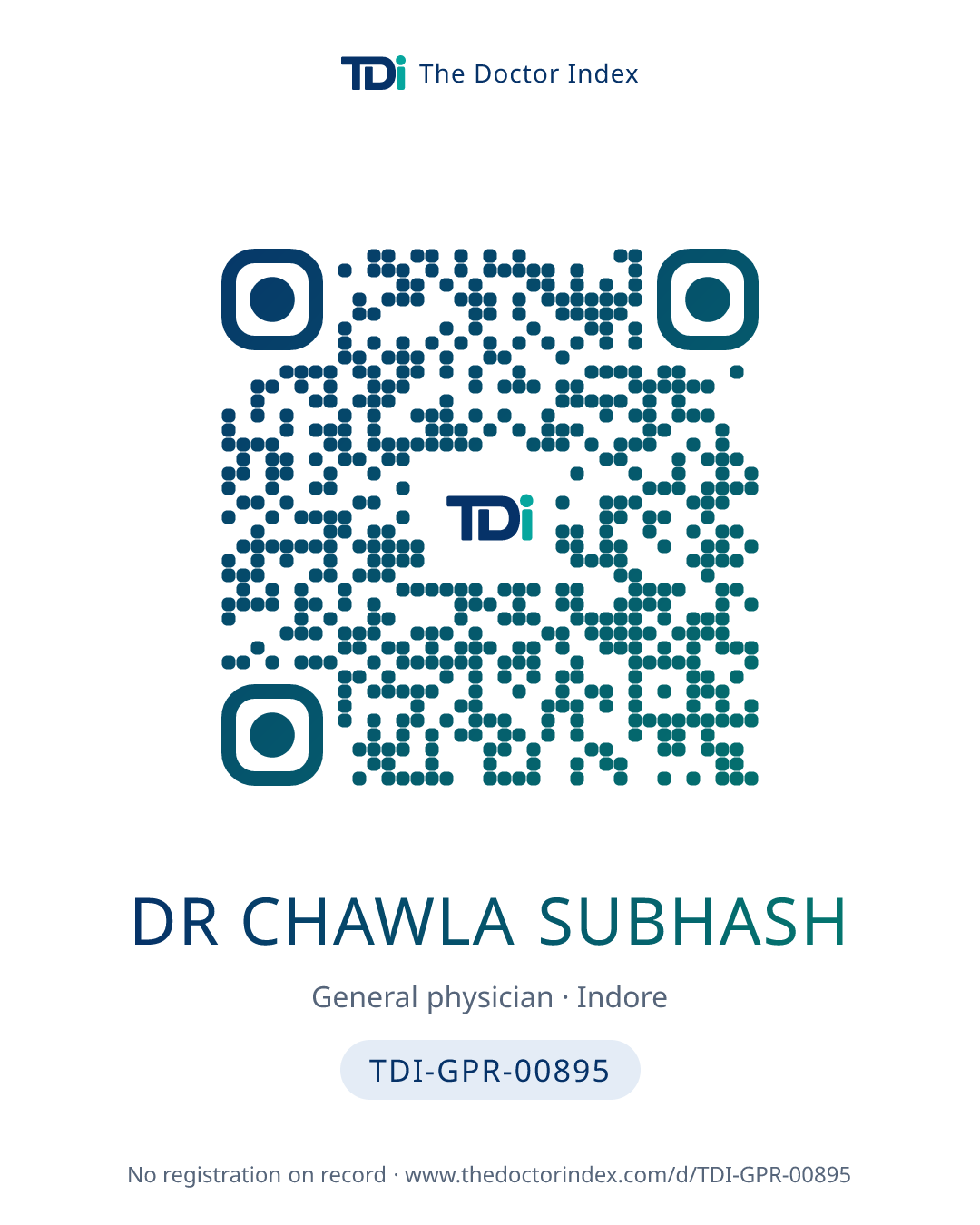 QR card for Dr Chawla Subhash, TDI-GPR-00895