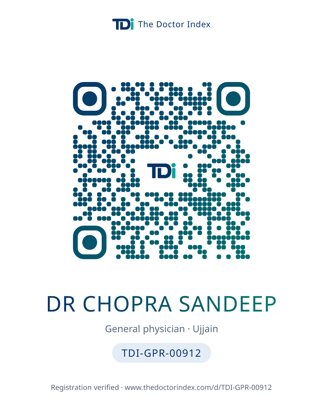 QR card for Dr Chopra Sandeep, TDI-GPR-00912