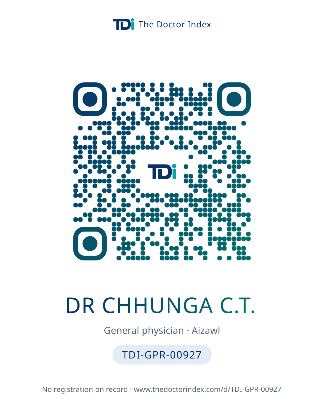 QR card for Dr Chhunga C.T., TDI-GPR-00927