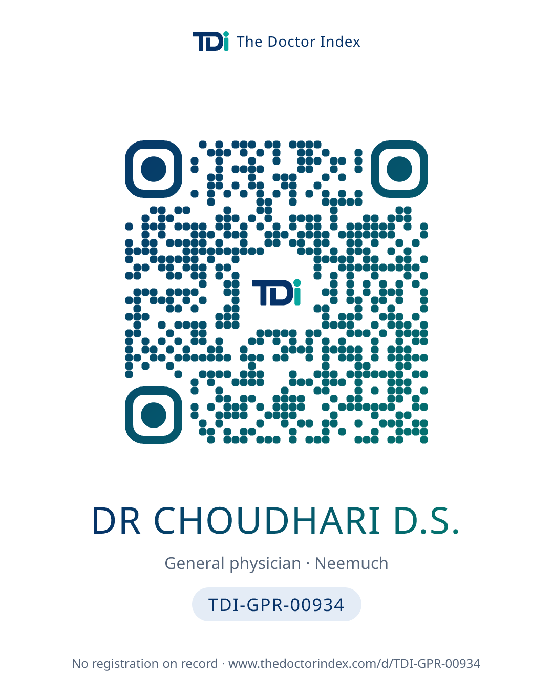 QR card for Dr Choudhari D.S., TDI-GPR-00934