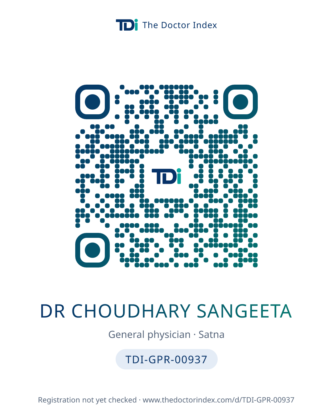 QR card for Dr Choudhary Sangeeta, TDI-GPR-00937